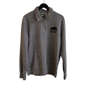 Roots Quarter Zip Salt and Pepper Classic Sweater Sz Medium